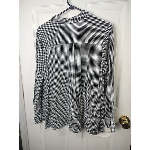 J.Jill Woman LP Blouse Black White Hounds tooth V Neck Collared Long Sleeve... - Picture 10 of 10